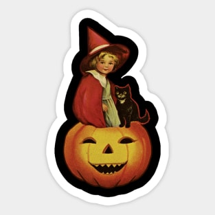 Little witch with her kitty Sticker